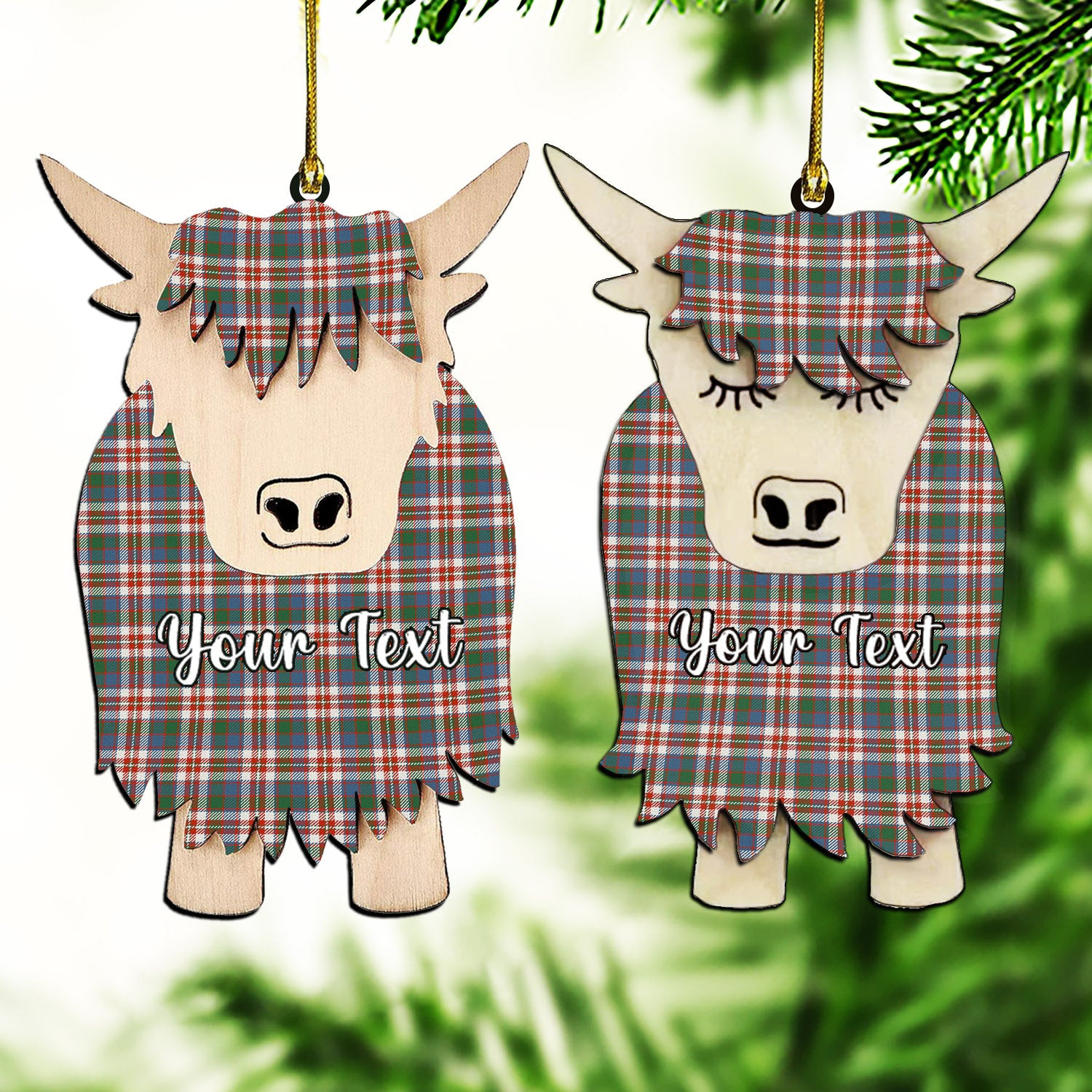 ScotsTee Shop Scottish Robertson Dress #2 Ancient Couple Tartan Highland Cow Ornament Acrylic