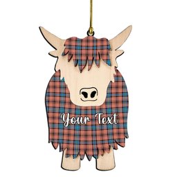 ScotsTee Shop Scottish Hannay Dress Modern Couple Tartan Highland Cow Ornament Acrylic