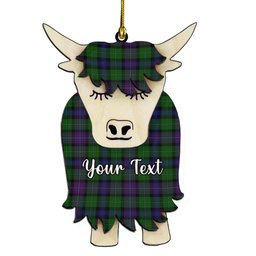 ScotsTee Shop Scottish Rankine Couple Tartan Highland Cow Ornament Acrylic