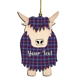 ScotsTee Shop Scottish Parker USA Couple Tartan Highland Cow Ornament Acrylic