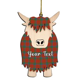 ScotsTee Shop Scottish Robertson Ancient Couple Tartan Highland Cow Ornament Acrylic