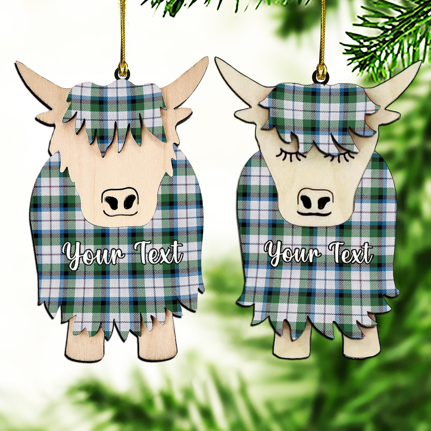ScotsTee Shop Scottish MacNaughton Dress Ancient Couple Tartan Highland Cow Ornament Acrylic