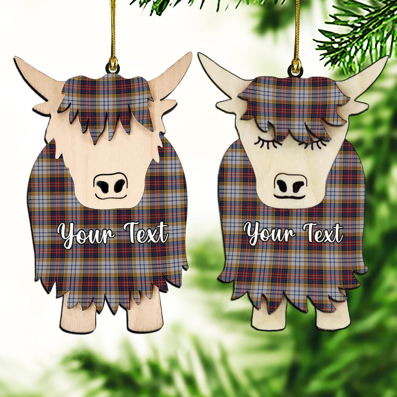 ScotsTee Shop Scottish McInnes Ancient Hunting Couple Tartan Highland Cow Ornament Acrylic