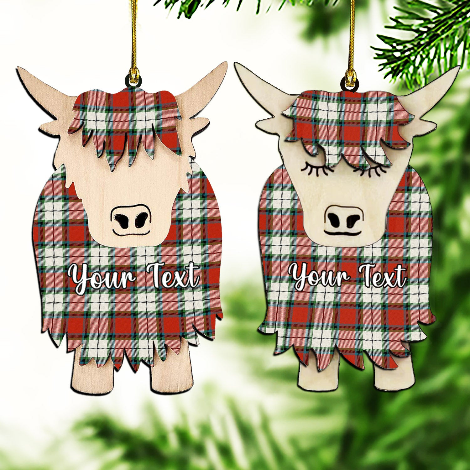 ScotsTee Shop Scottish Rose Dress Ancient Couple Tartan Highland Cow Ornament Acrylic