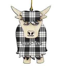 ScotsTee Shop Scottish McFarlane Black White Couple Tartan Highland Cow Ornament Acrylic