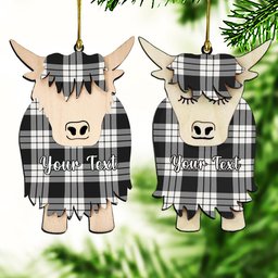 ScotsTee Shop Scottish McFarlane Black White Couple Tartan Highland Cow Ornament Acrylic