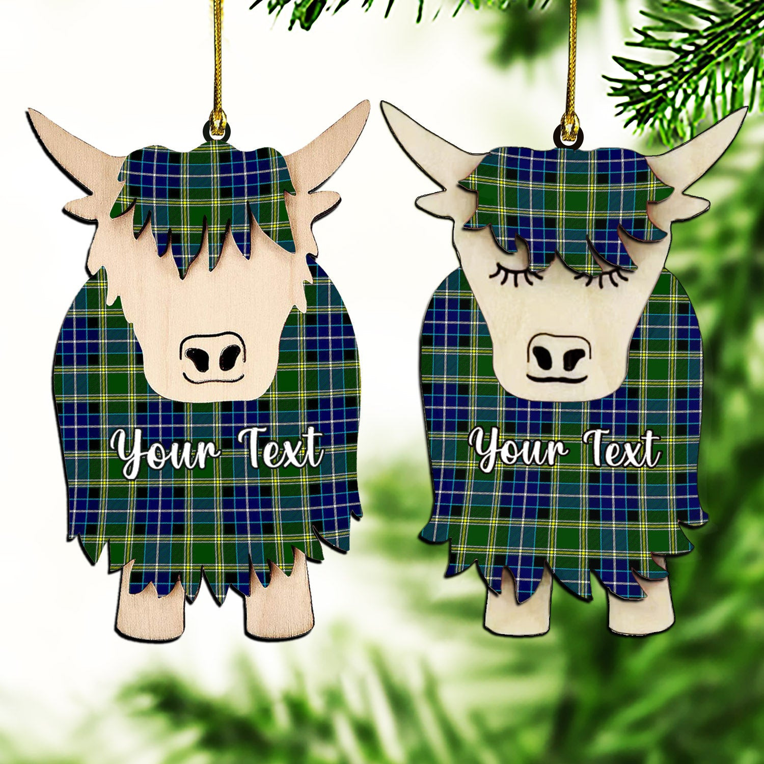 ScotsTee Shop Scottish McKellar Ancient Couple Tartan Highland Cow Ornament Acrylic