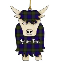 ScotsTee Shop Scottish Minnick Couple Tartan Highland Cow Ornament Acrylic
