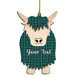 ScotsTee Shop Scottish Urquhart Ancient Couple Tartan Highland Cow Ornament Acrylic