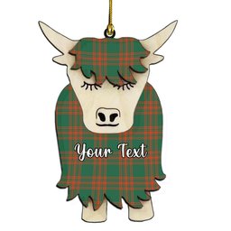 ScotsTee Shop Scottish Menzies Green Ancient Couple Tartan Highland Cow Ornament Acrylic