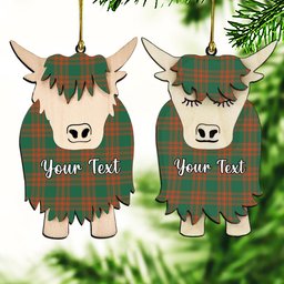 ScotsTee Shop Scottish Menzies Green Ancient Couple Tartan Highland Cow Ornament Acrylic