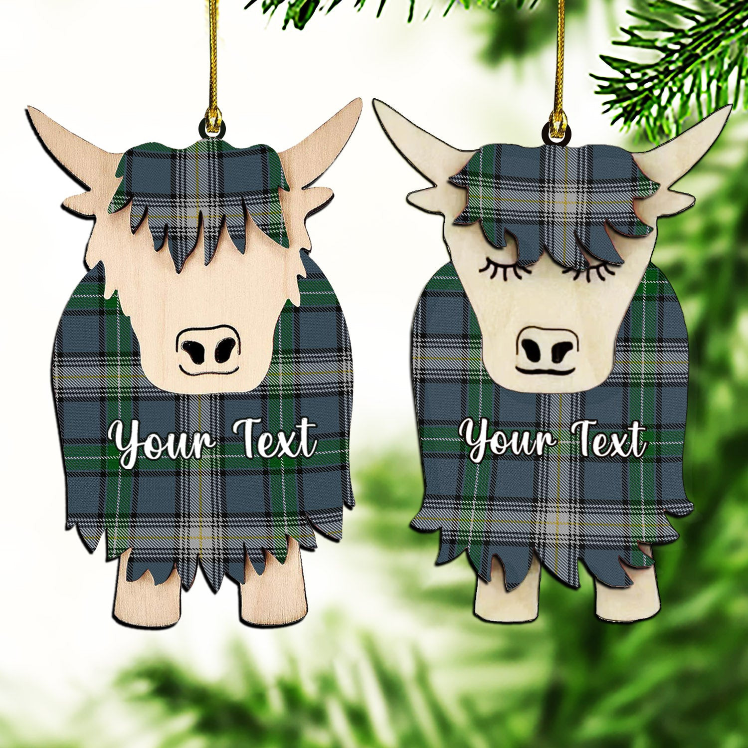 ScotsTee Shop Scottish McDowell Couple Tartan Highland Cow Ornament Acrylic