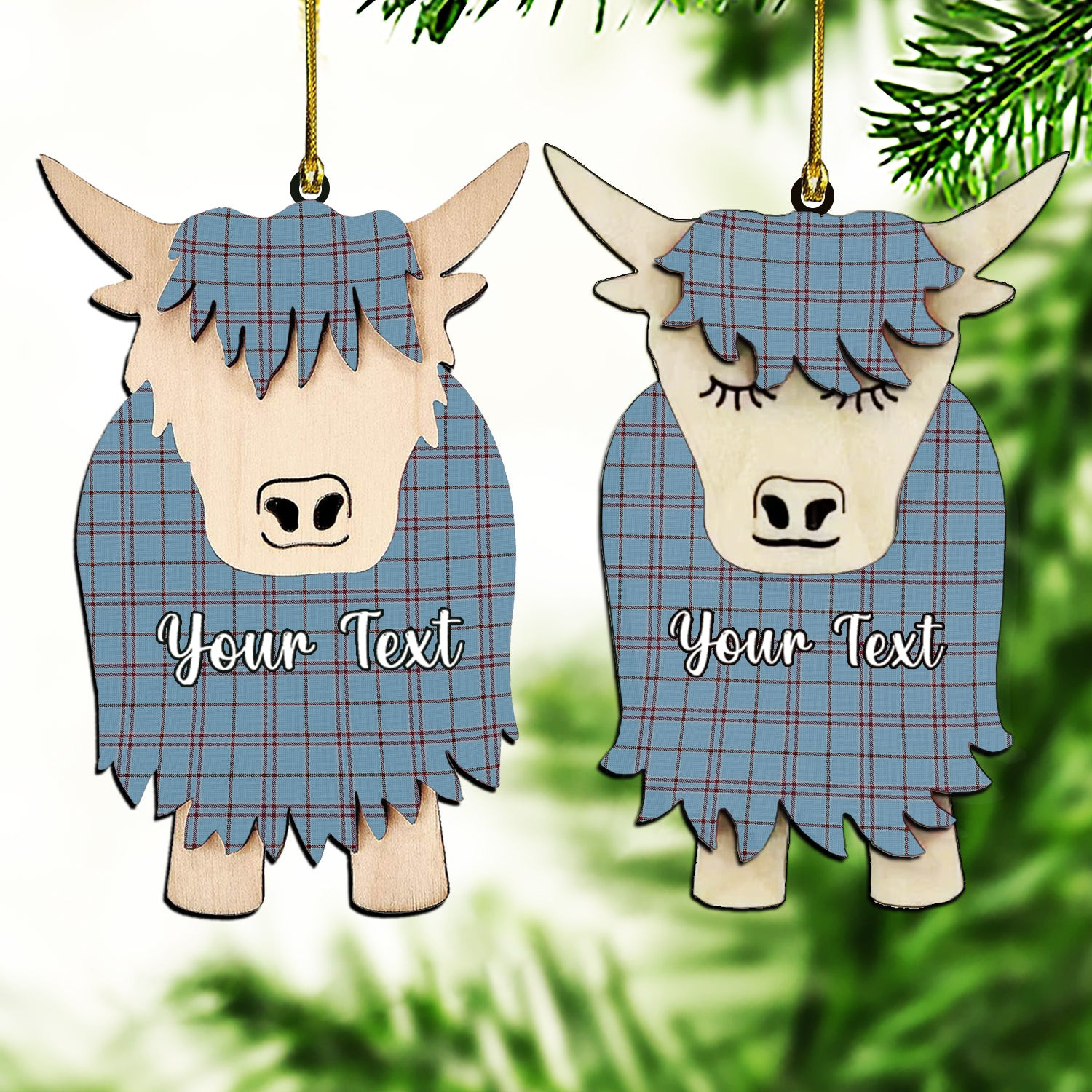 ScotsTee Shop Scottish MacDonald from Rawtenstall Couple Tartan Highland Cow Ornament Acrylic