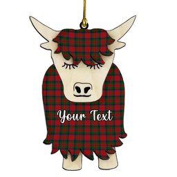 ScotsTee Shop Scottish McDuff Couple Tartan Highland Cow Ornament Acrylic