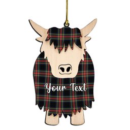 ScotsTee Shop Scottish Stewart Black Modern Couple Tartan Highland Cow Ornament Acrylic