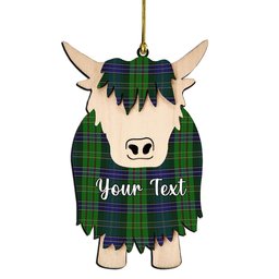 ScotsTee Shop Scottish Young, Melvina Couple Tartan Highland Cow Ornament Acrylic