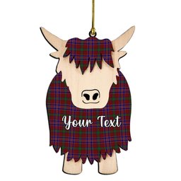 ScotsTee Shop Scottish MacNiven Couple Tartan Highland Cow Ornament Acrylic