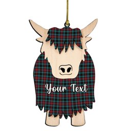 ScotsTee Shop Scottish Lindsay-McGee Ancient Clan Couple Tartan Highland Cow Ornament Acrylic