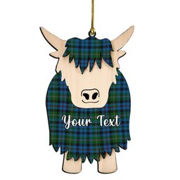 ScotsTee Shop Scottish Stevenson Hunting Red Stripe Couple Tartan Highland Cow Ornament Acrylic