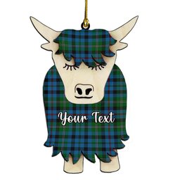 ScotsTee Shop Scottish Stevenson Hunting Red Stripe Couple Tartan Highland Cow Ornament Acrylic