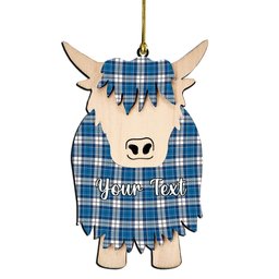 ScotsTee Shop Scottish Hutton SC Couple Tartan Highland Cow Ornament Acrylic