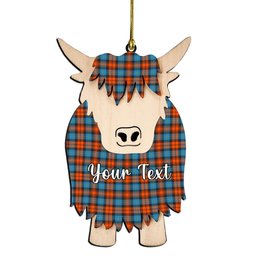 ScotsTee Shop Scottish McLachlan Ancient Couple Tartan Highland Cow Ornament Acrylic