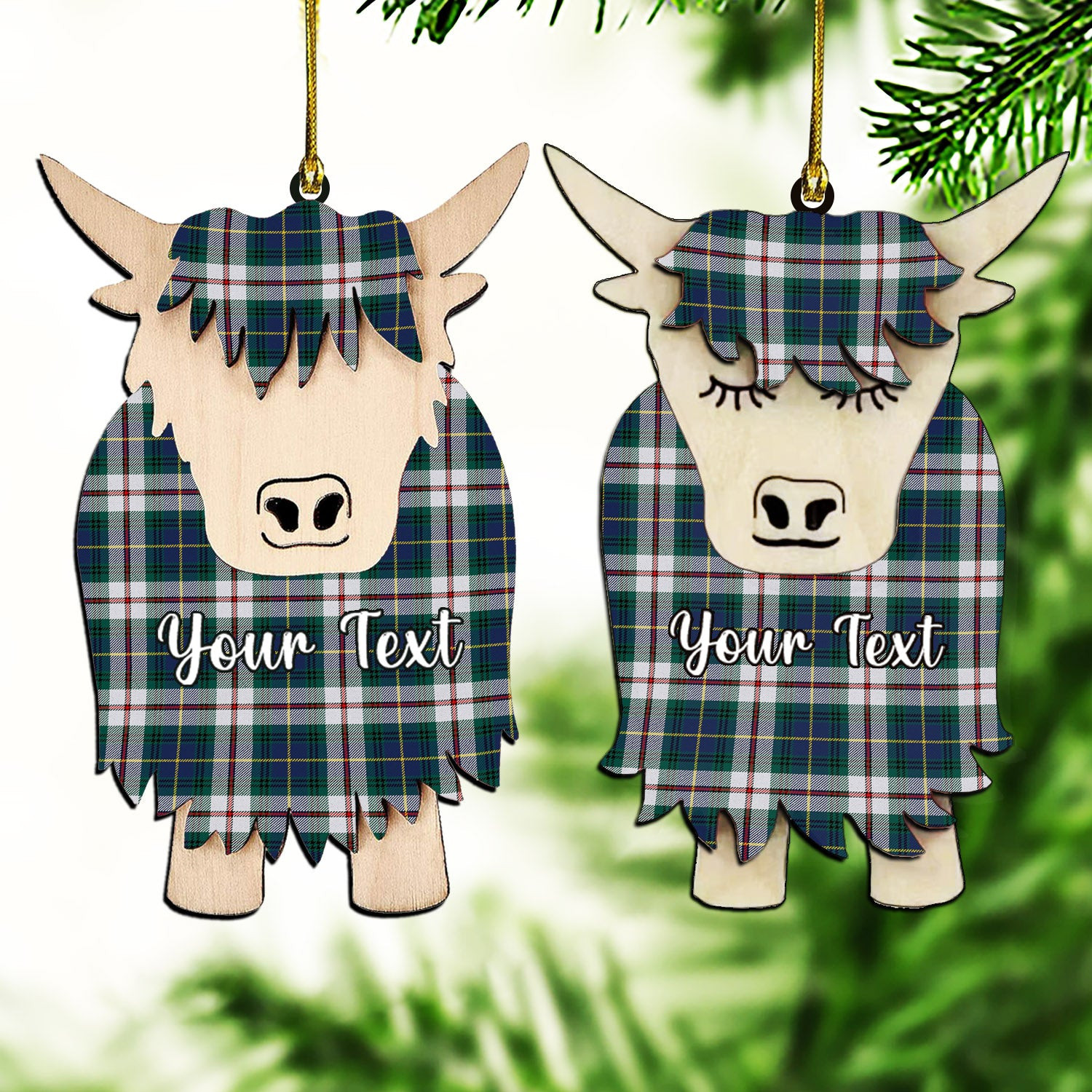ScotsTee Shop Scottish McLeod Of Californian Modern Couple Tartan Highland Cow Ornament Acrylic