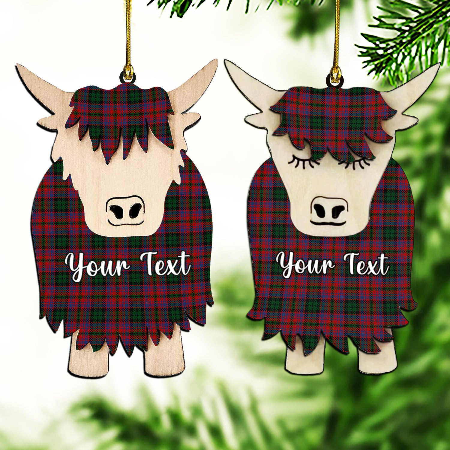 ScotsTee Shop Scottish MacInroy Couple Tartan Highland Cow Ornament Acrylic