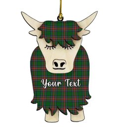 ScotsTee Shop Scottish Sillars 2 Couple Tartan Highland Cow Ornament Acrylic