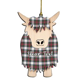 ScotsTee Shop Scottish Stewart Dress Modern Couple Tartan Highland Cow Ornament Acrylic