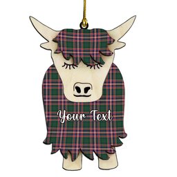 ScotsTee Shop Scottish McFarlane Hunting Modern Couple Tartan Highland Cow Ornament Acrylic