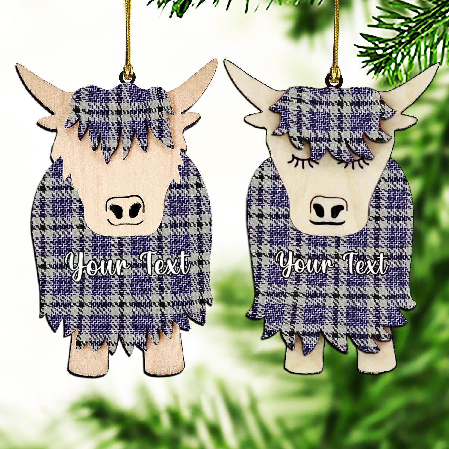 ScotsTee Shop Scottish Hanna Bible Couple Tartan Highland Cow Ornament Acrylic