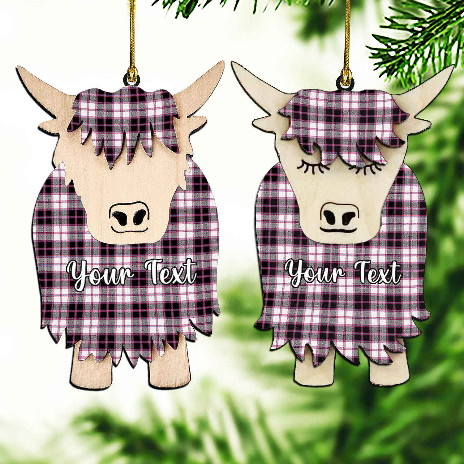 ScotsTee Shop Scottish McPherson Hunting Modern Couple Tartan Highland Cow Ornament Acrylic