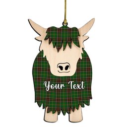 ScotsTee Shop Scottish Newfoundland Couple Tartan Highland Cow Ornament Acrylic