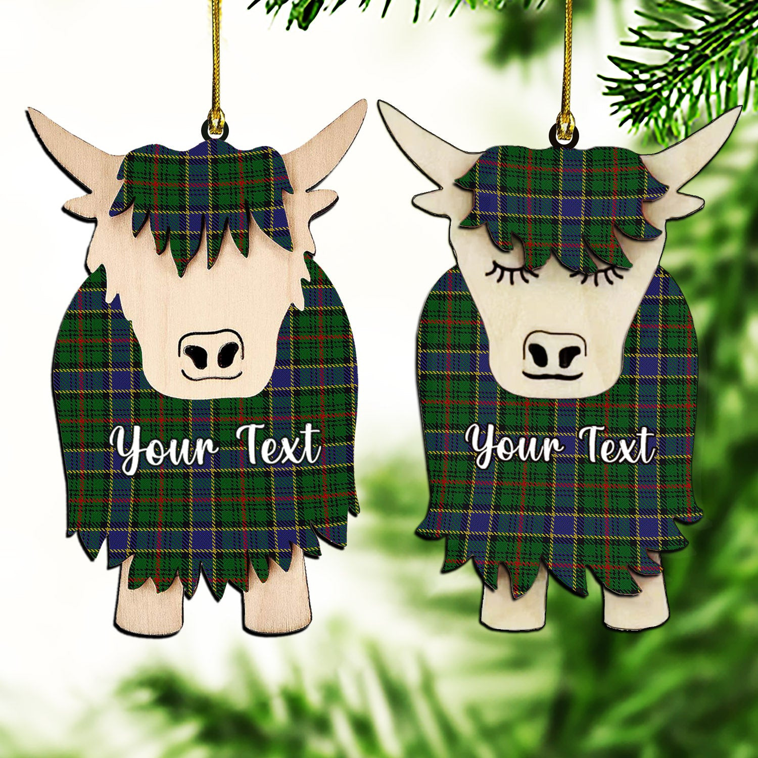 ScotsTee Shop Scottish Ogilvy Hunting 1 Couple Tartan Highland Cow Ornament Acrylic