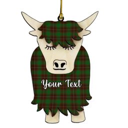 ScotsTee Shop Scottish McFie Hunting Couple Tartan Highland Cow Ornament Acrylic