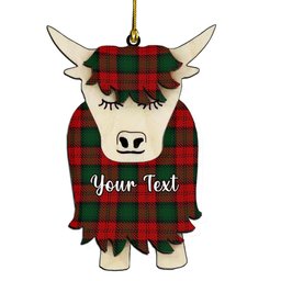 ScotsTee Shop Scottish Lindsay 2 Couple Tartan Highland Cow Ornament Acrylic