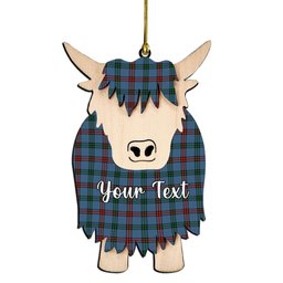 ScotsTee Shop Scottish Montgomery of Ayrshire Ancient Couple Tartan Highland Cow Ornament Acrylic
