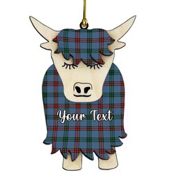 ScotsTee Shop Scottish Montgomery of Ayrshire Ancient Couple Tartan Highland Cow Ornament Acrylic