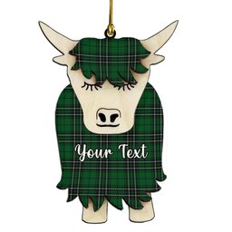 ScotsTee Shop Scottish MacLean of Duart Hunting Couple Tartan Highland Cow Ornament Acrylic