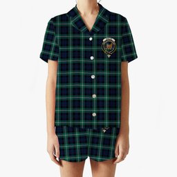ScotsTee Shop Scottish Baillie of Polkemmet Modern Crest Women's Short Sleeve Short Set Tartan Pyjama Set