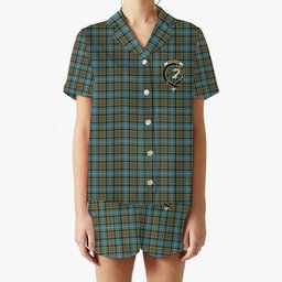 ScotsTee Shop Scottish Brisbane Modern Crest Women's Short Sleeve Short Set Tartan Pyjama Set