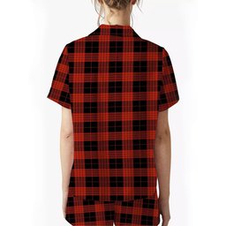 ScotsTee Shop Scottish Cameron Black and Red Ancient Crest Women's Short Sleeve Short Set Tartan Pyjama Set
