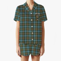 ScotsTee Shop Scottish Caldwell Crest Women's Short Sleeve Short Set Tartan Pyjama Set