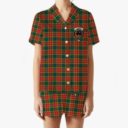 ScotsTee Shop Scottish Baxter of Balgavies Modern Crest Women's Short Sleeve Short Set Tartan Pyjama Set