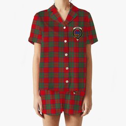 ScotsTee Shop Scottish Bruce New Modern Crest Women's Short Sleeve Short Set Tartan Pyjama Set
