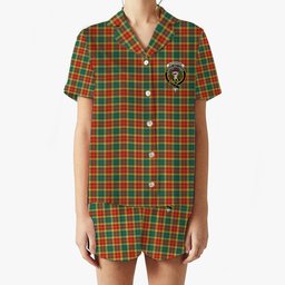 ScotsTee Shop Scottish Buchanan Old Sett Crest Women's Short Sleeve Short Set Tartan Pyjama Set