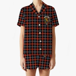 ScotsTee Shop Scottish Brown Ancient Crest Women's Short Sleeve Short Set Tartan Pyjama Set