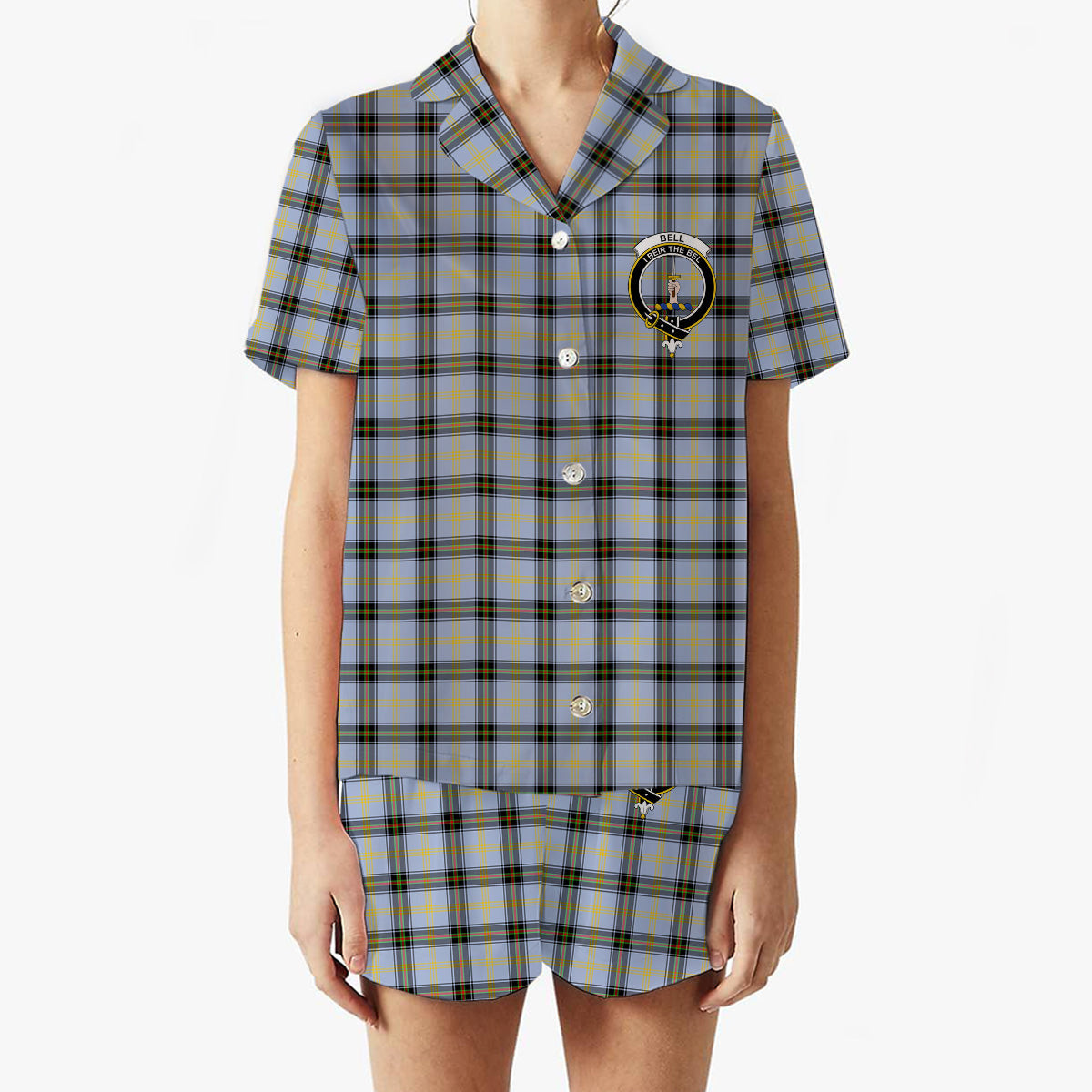 ScotsTee Shop Scottish Bell of the Borders SC Crest Women's Short Sleeve Short Set Tartan Pyjama Set