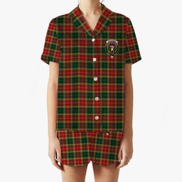 ScotsTee Shop Scottish Buchanan of Leny Crest Women's Short Sleeve Short Set Tartan Pyjama Set